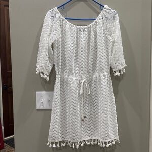 Spiaggia Dolce white Crochet Beach Dress or Swim Cover-Up  Women’s Large